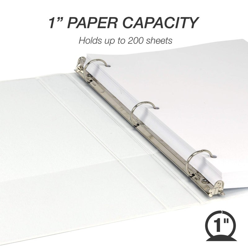 Samsill Durable 1 Inch Binder  Made in the USA  Round Ring Customizable Clear View Binder  White  8 Pack (S88437) - Image 3